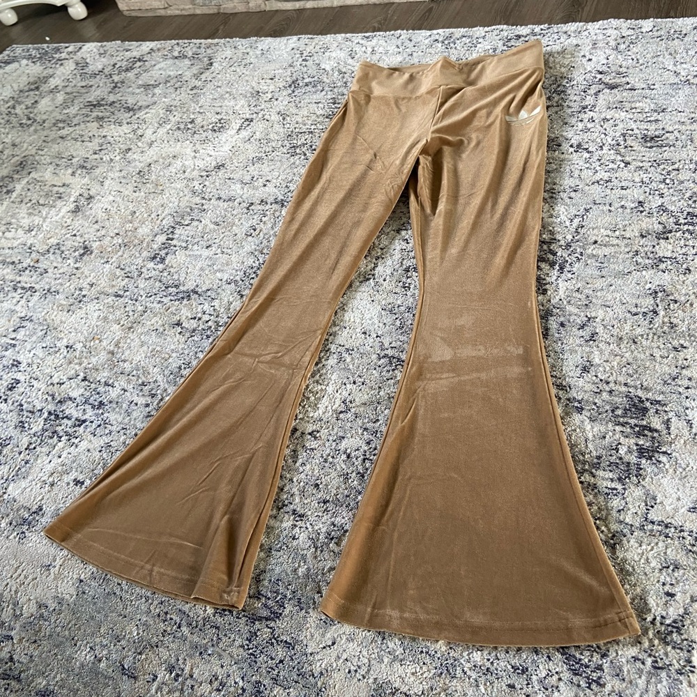 NWT Adidas Velour Brown Flare Leggings Medium